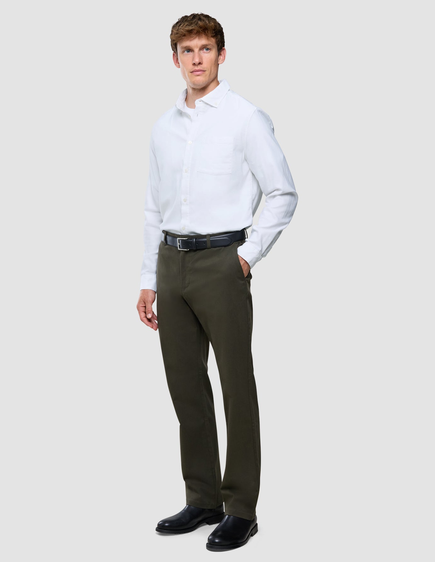 Refine Cotton Pants Relaxed Fit Dark Olive